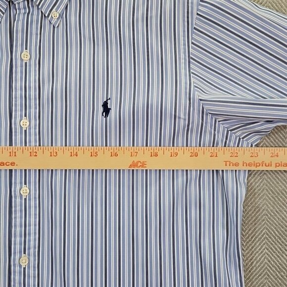 Ralph Lauren Men's Custom Fit Shirt Large Blue White Stripes Old Money Preppy - Picture 3 of 16